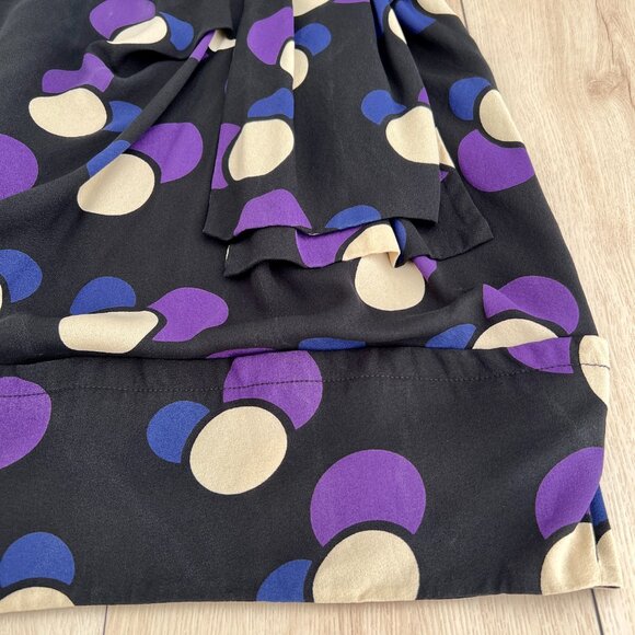 Marc by Marc Jacobs Black & Purple Polka Dot Silk Mini Dress Size 4 /Maximalism - Picture 2 of 16